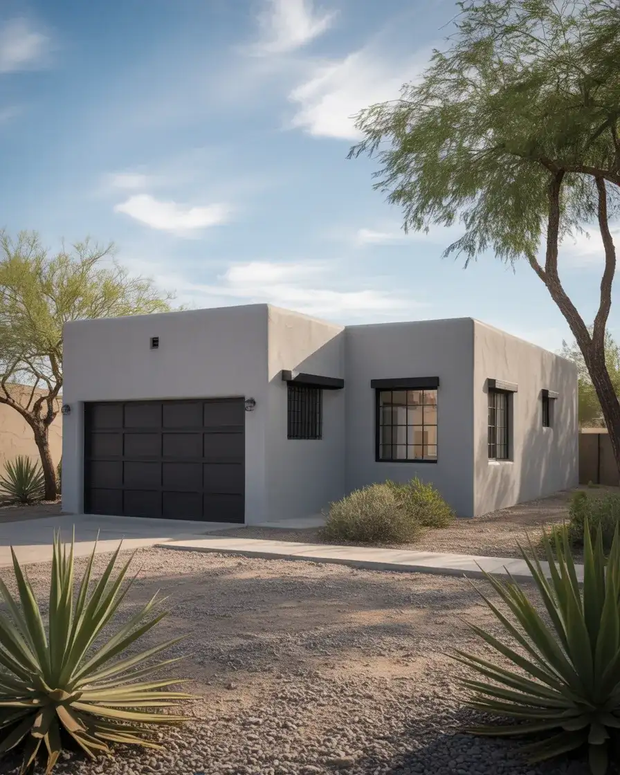 Charcoal Stucco with Black Accents on Small Houses 2