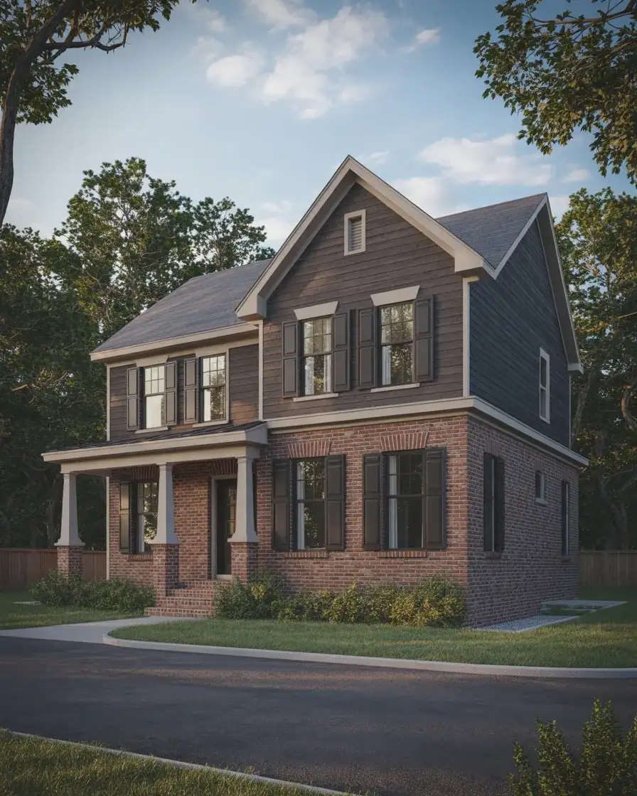 Charcoal with Red Brick Lower Level on Two-Story Homes 1