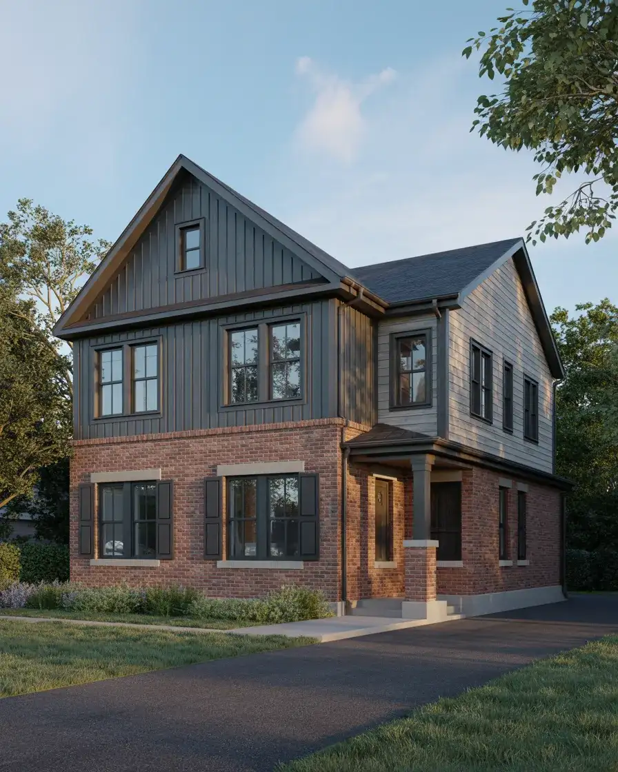 Charcoal with Red Brick Lower Level on Two-Story Homes 2