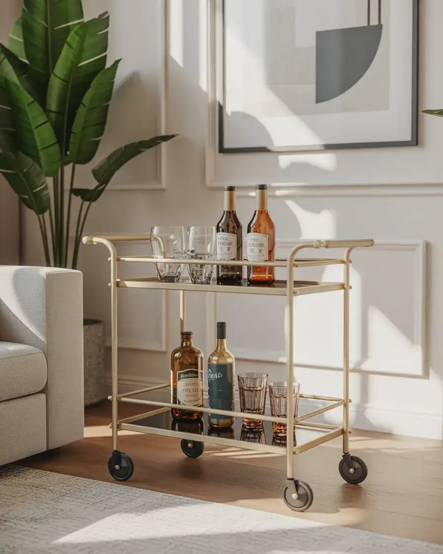 Compact Bar Cart for Entertaining 1