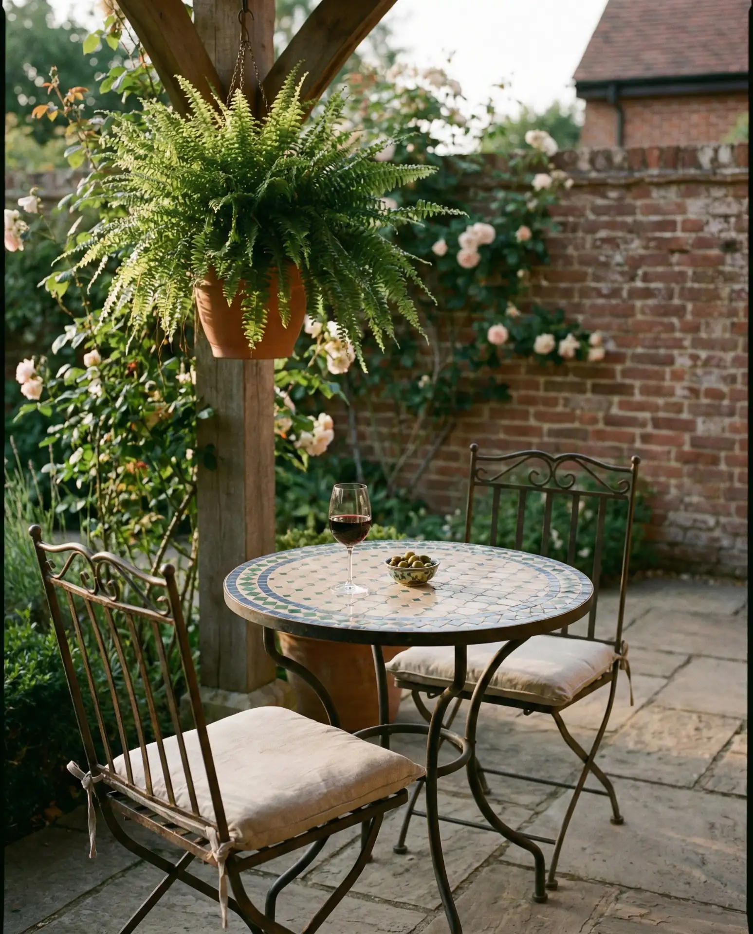 Compact Bistro Set with Foldable Chairs 2