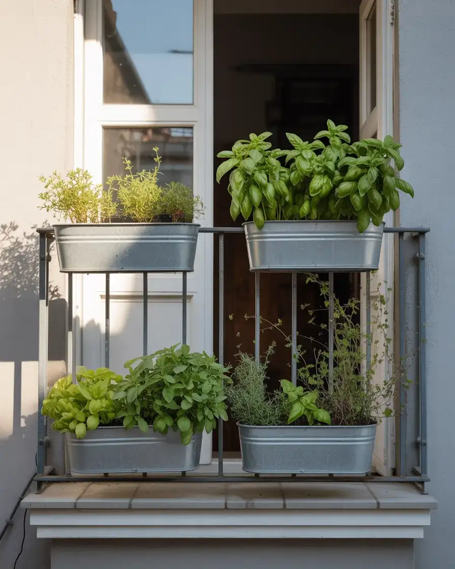 Compact Herb Garden in Window Boxes 2