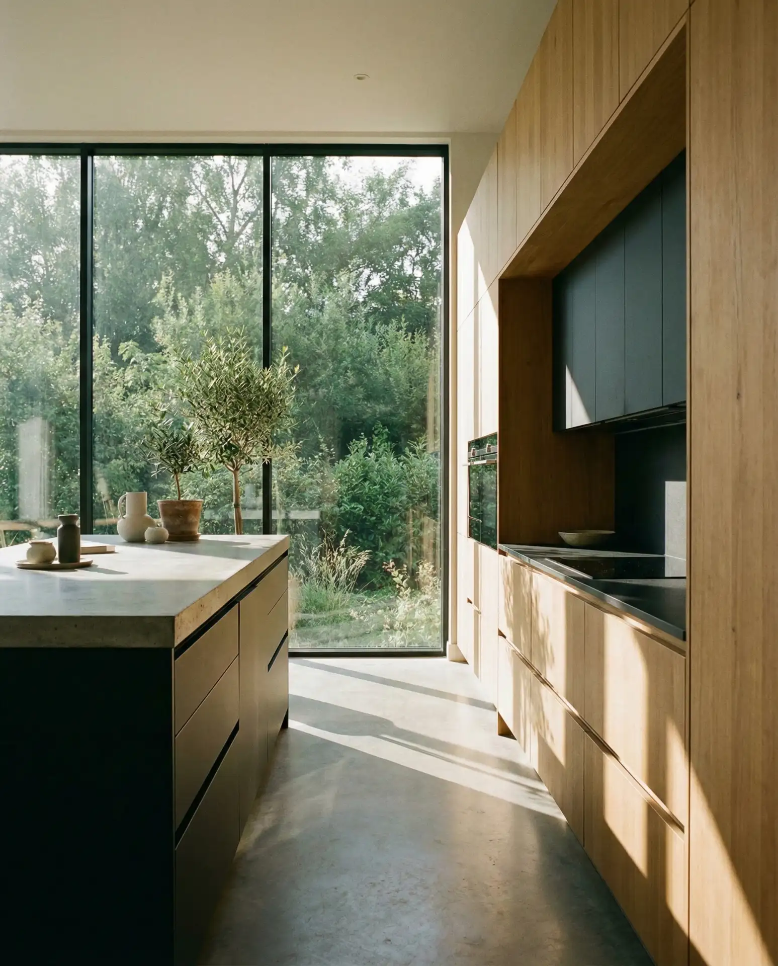Contemporary Kitchen with Floor-to-Ceiling Windows 1