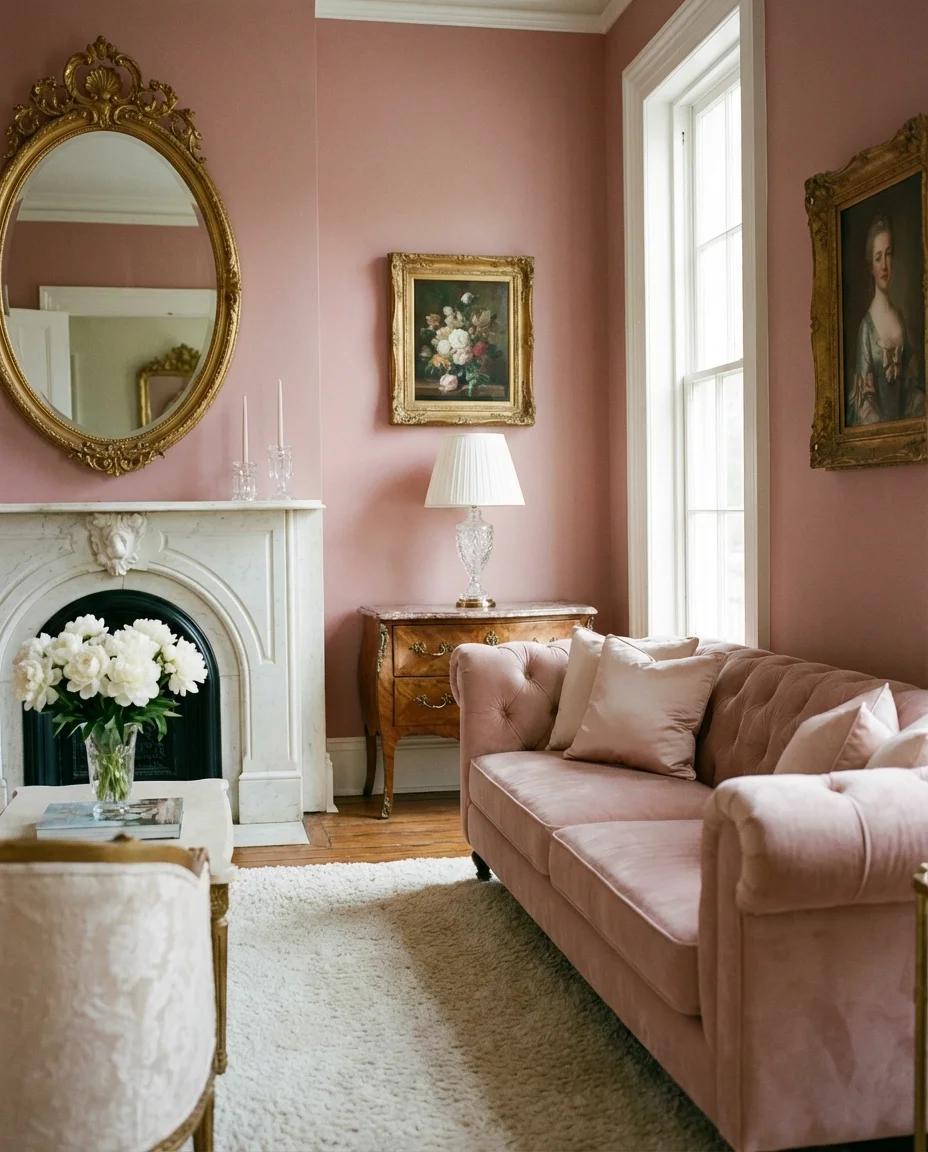 Coquette Pink Living Room With Feminine Elegance 1