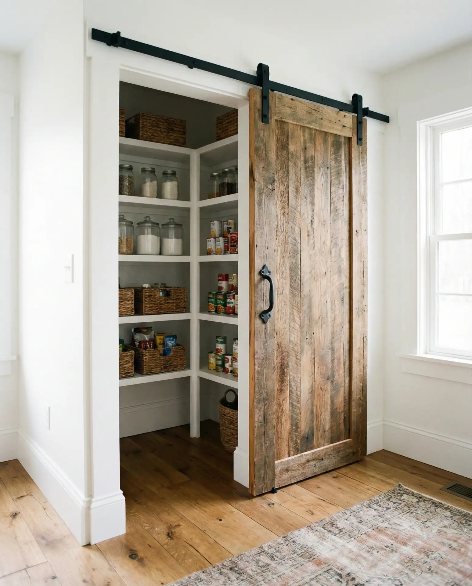 Corner Pantry with Sliding Barn Door 1