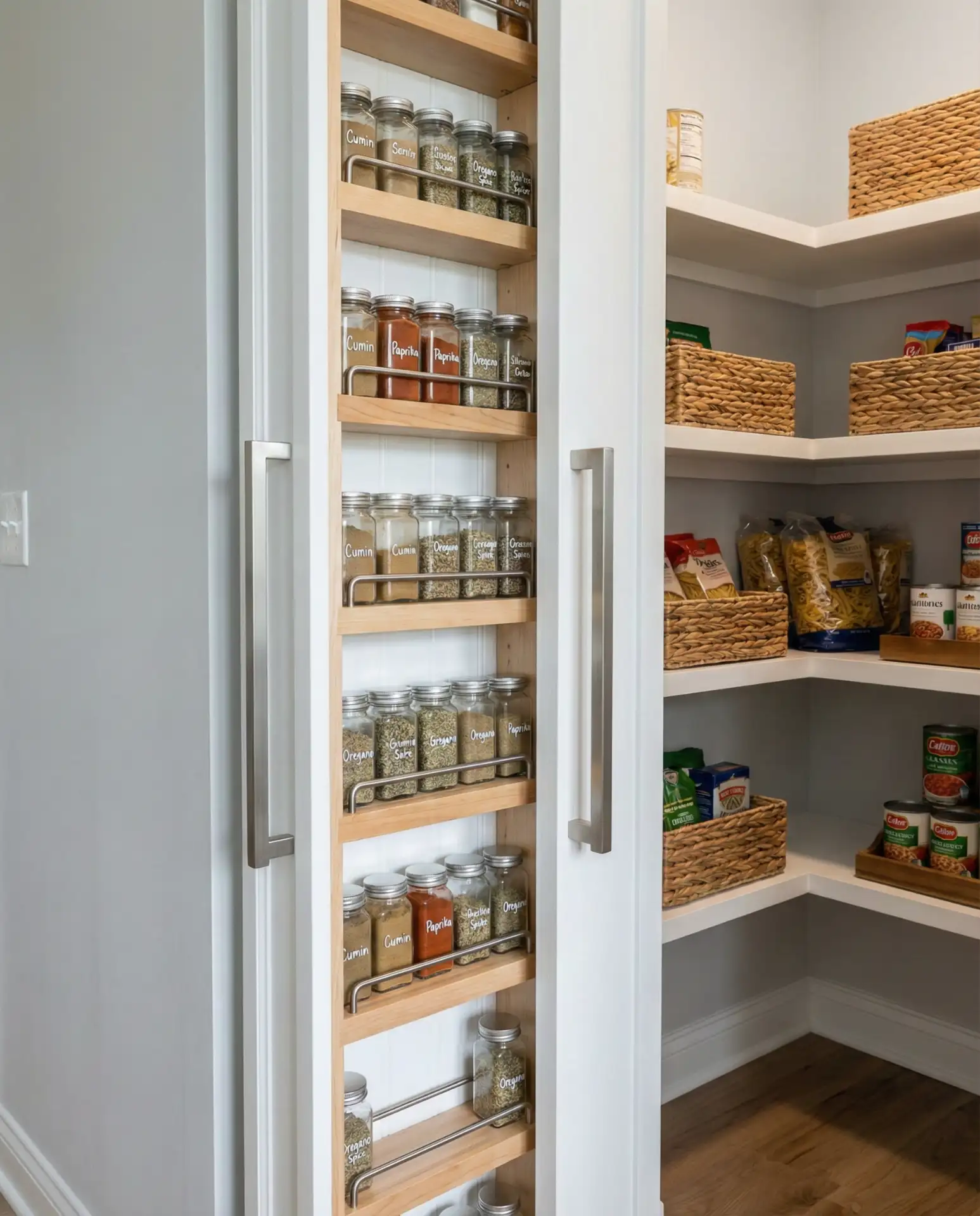 Corner Pantry with Vertical Spice Rack 1