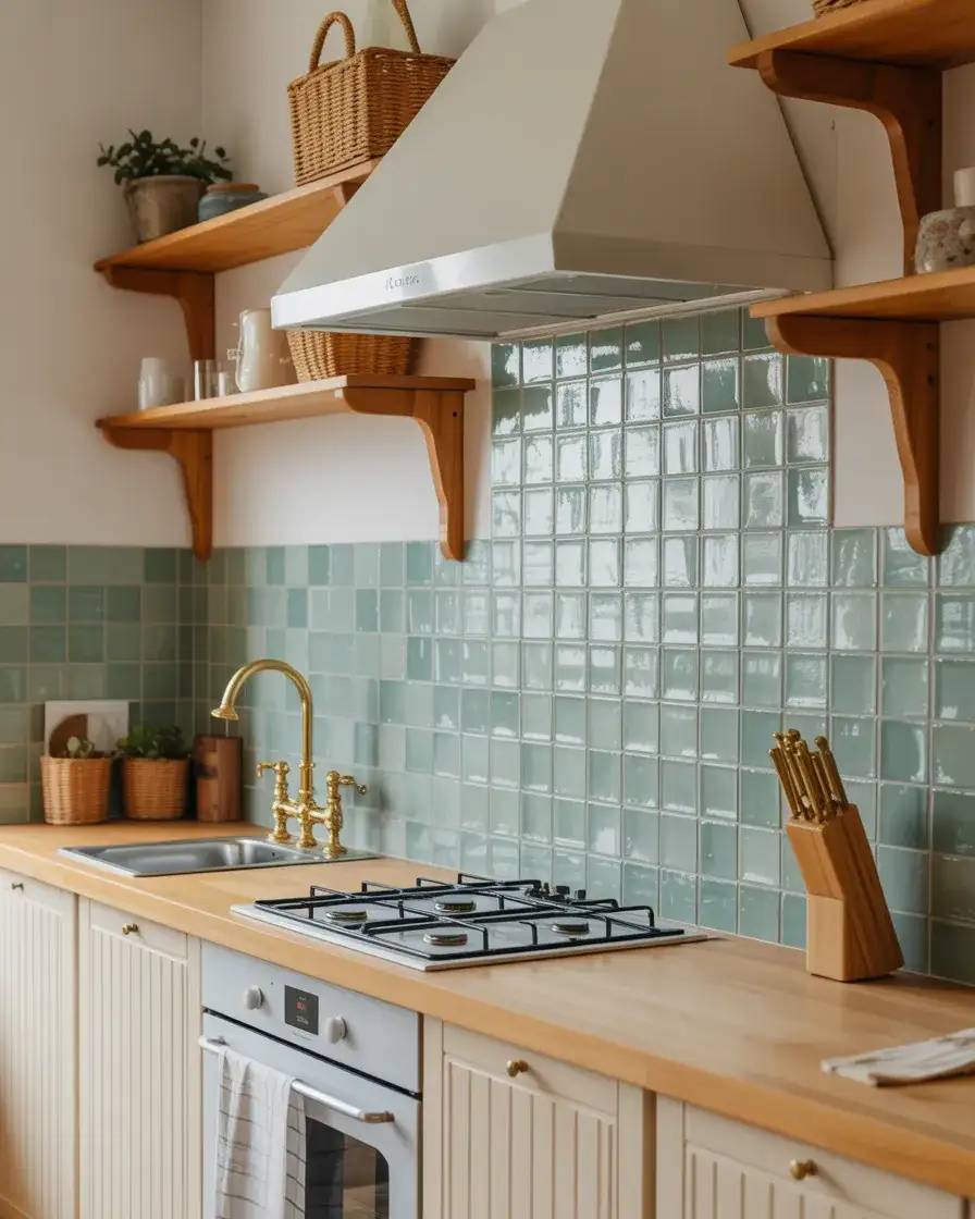 Cottage Core Kitchen Backsplash with Artisan Tile 2