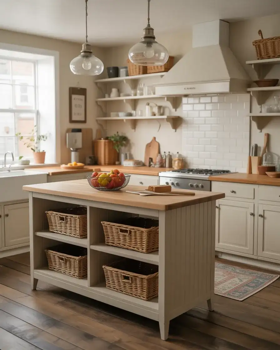 Cottage Core Kitchen Island with Functional Charm 1