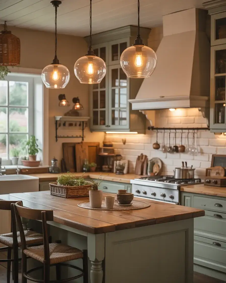 Cottage Core Kitchen with Cozy Lighting 1