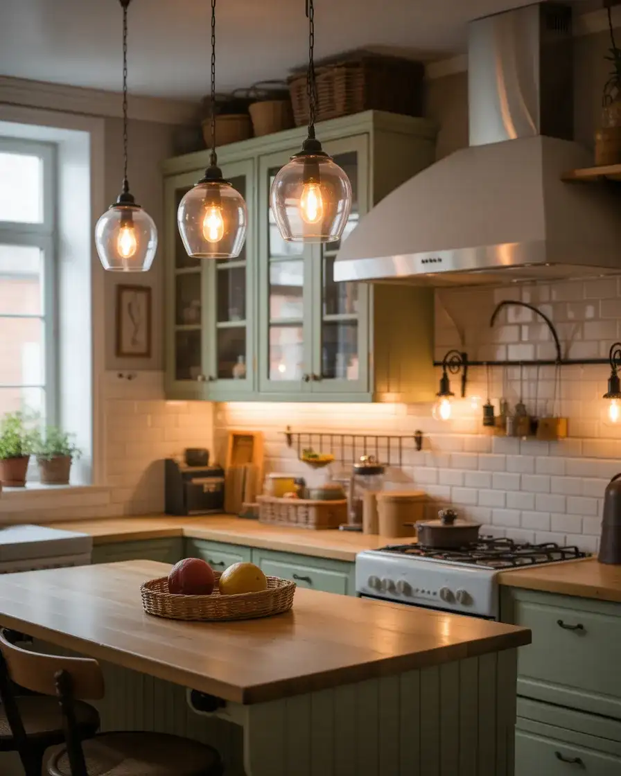 Cottage Core Kitchen with Cozy Lighting 2