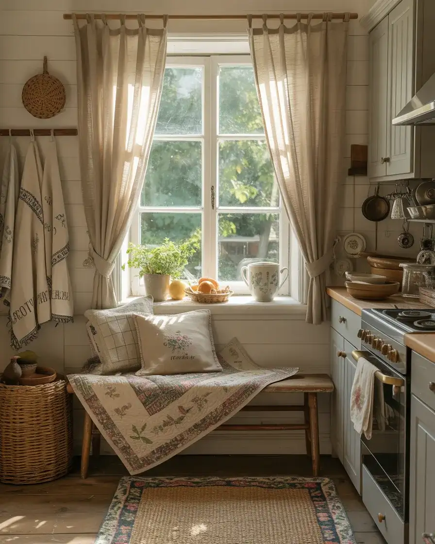 Cottage Core Kitchen with Cozy Textiles 1
