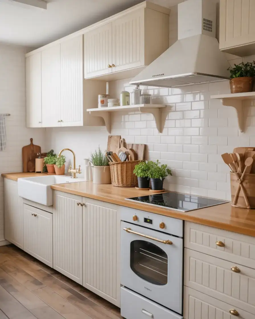 Cottage Core Kitchen with White Cabinets and Bright Simplicity 2