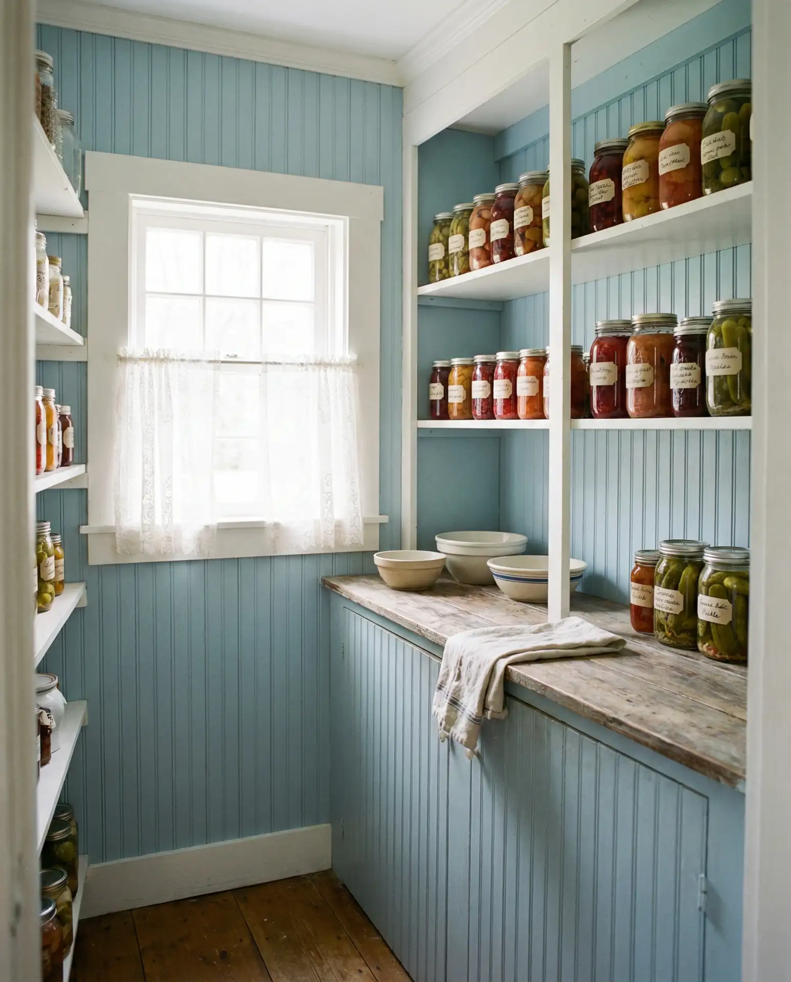 Cottage-Style Corner Pantry with Beadboard Details 2