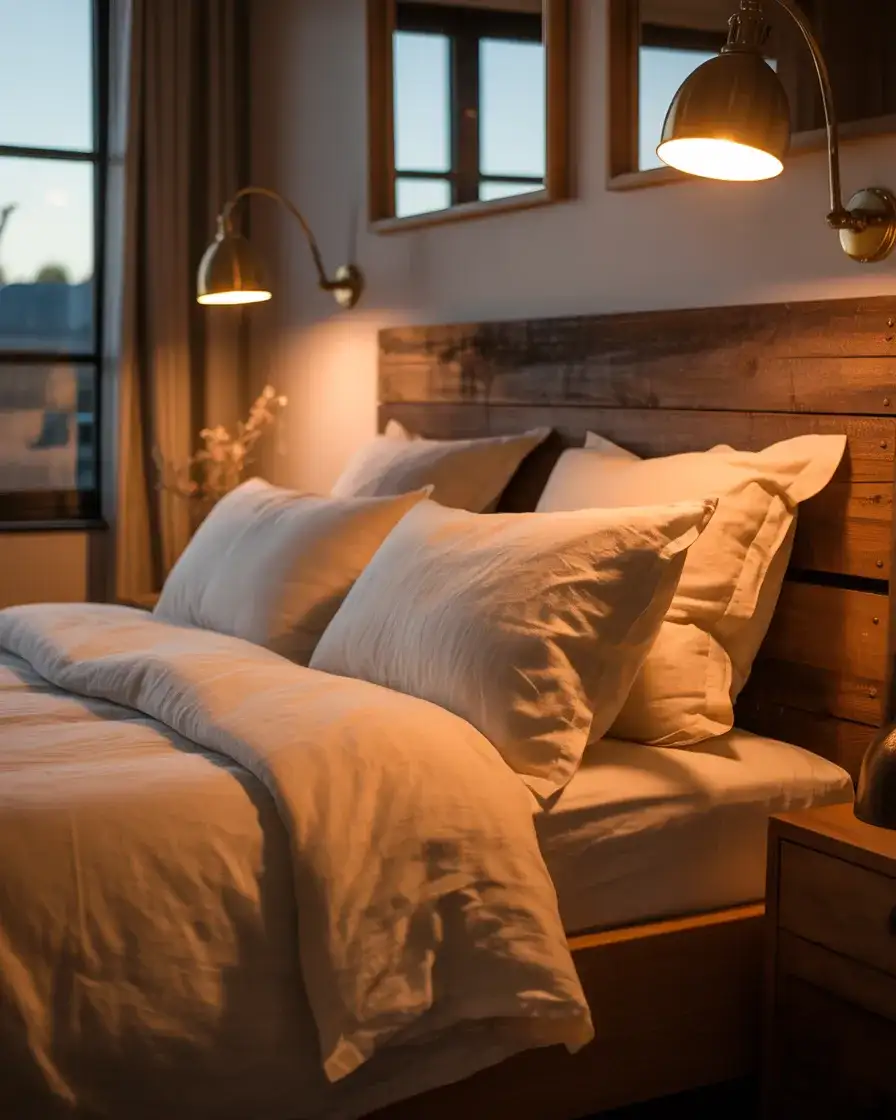 Cozy Modern Farmhouse Bedroom with Warm Lighting 2