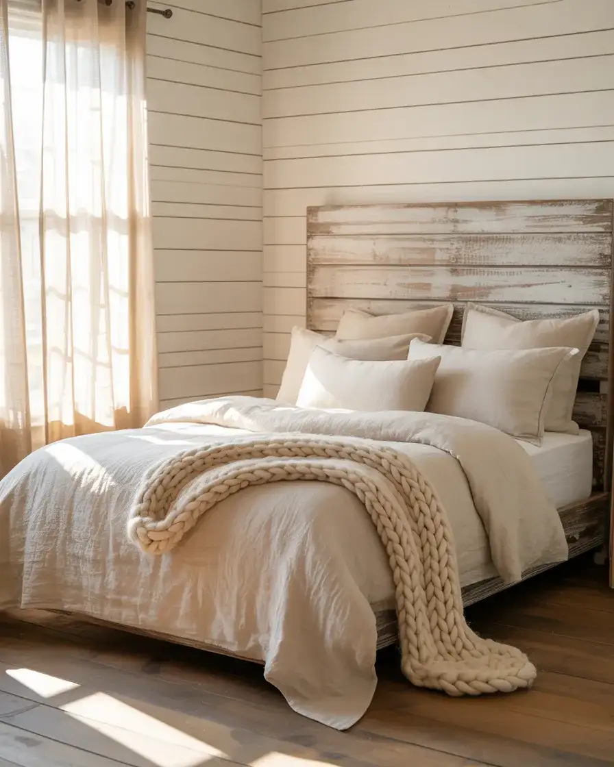 Cozy Shiplap Retreat with Linen Layers 2
