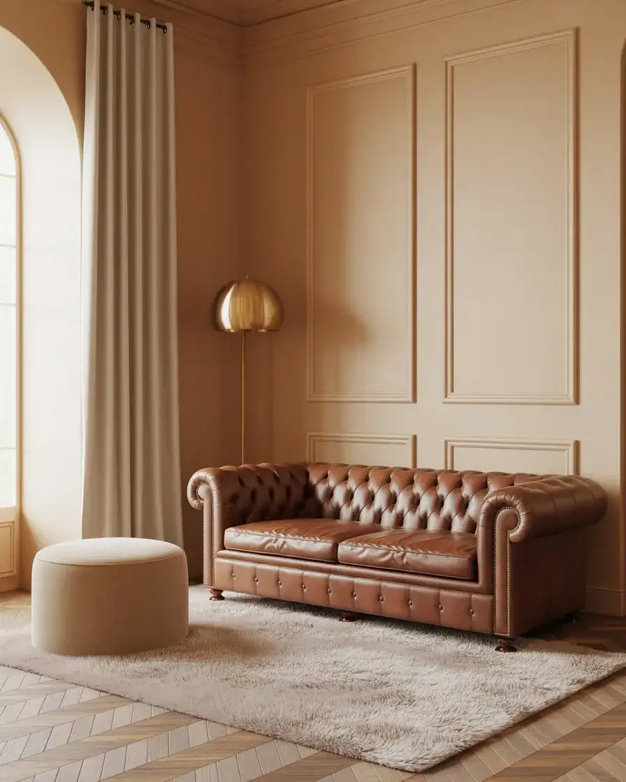 Cream and Brown Soft Romantic Living Room 1