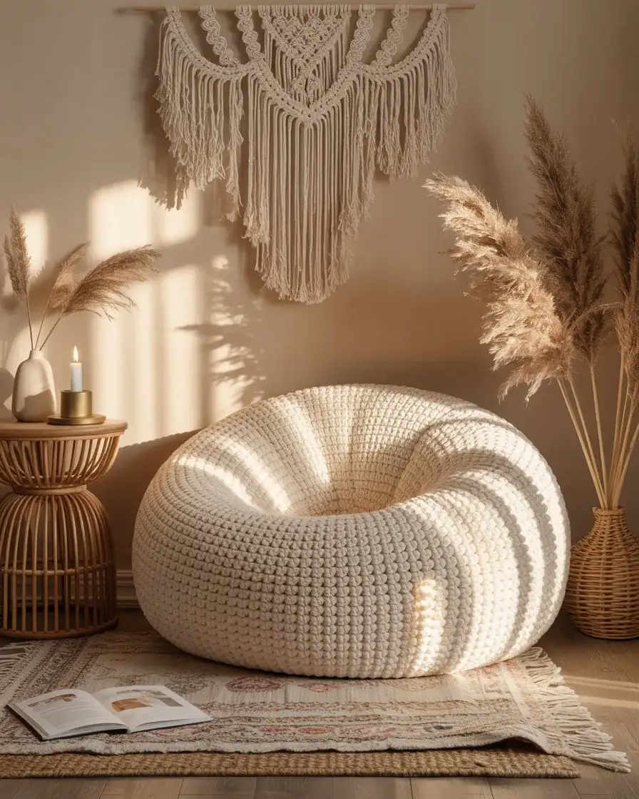 Crochet Bean Bag for a Boho Bedroom 1