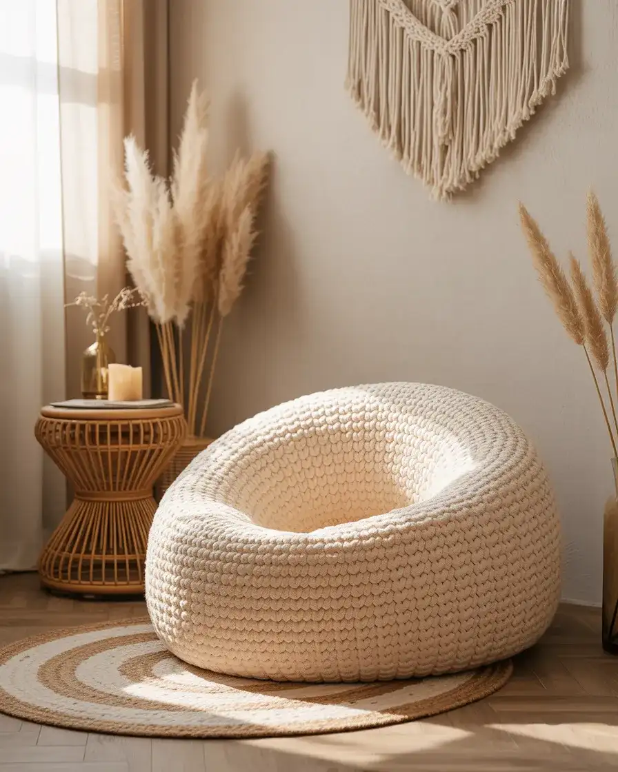 Crochet Bean Bag for a Boho Bedroom 2