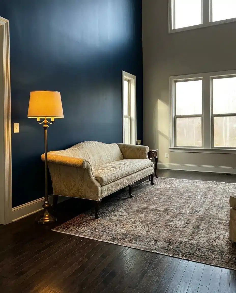 Dark Blue Moody Living Room Wall 1