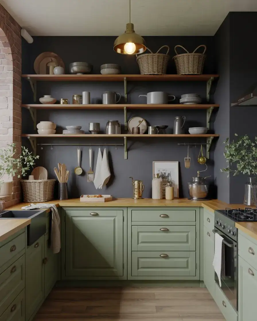 Dark Cottage Core Kitchen with Moody Elegance 1