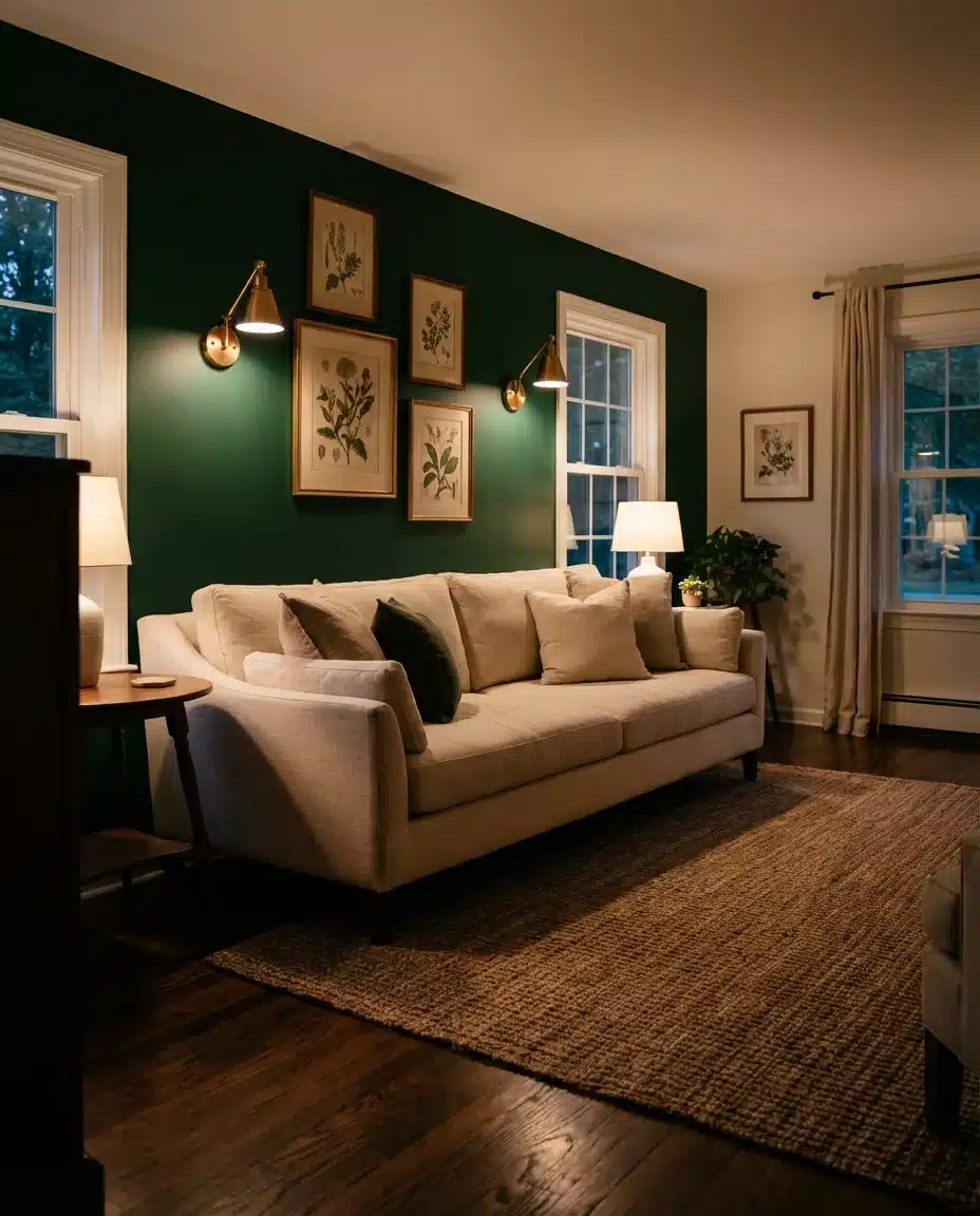 Dark Green Velvet-Feel Paint Wall 1