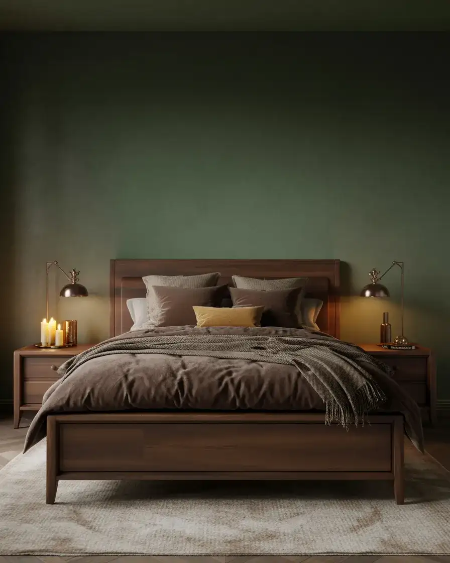 Dark Green and Brown Earthy Bedroom 2