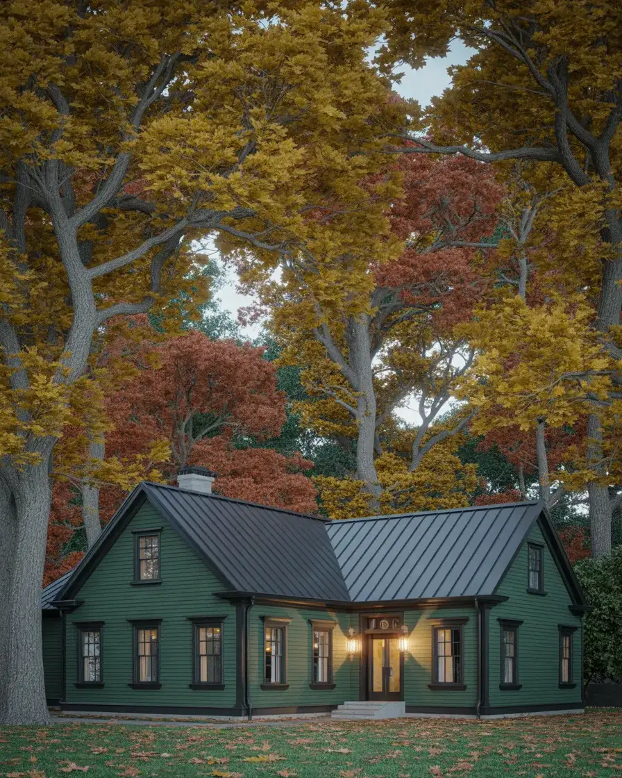 Dark Green with Black Metal Roof and Brass Details 1
