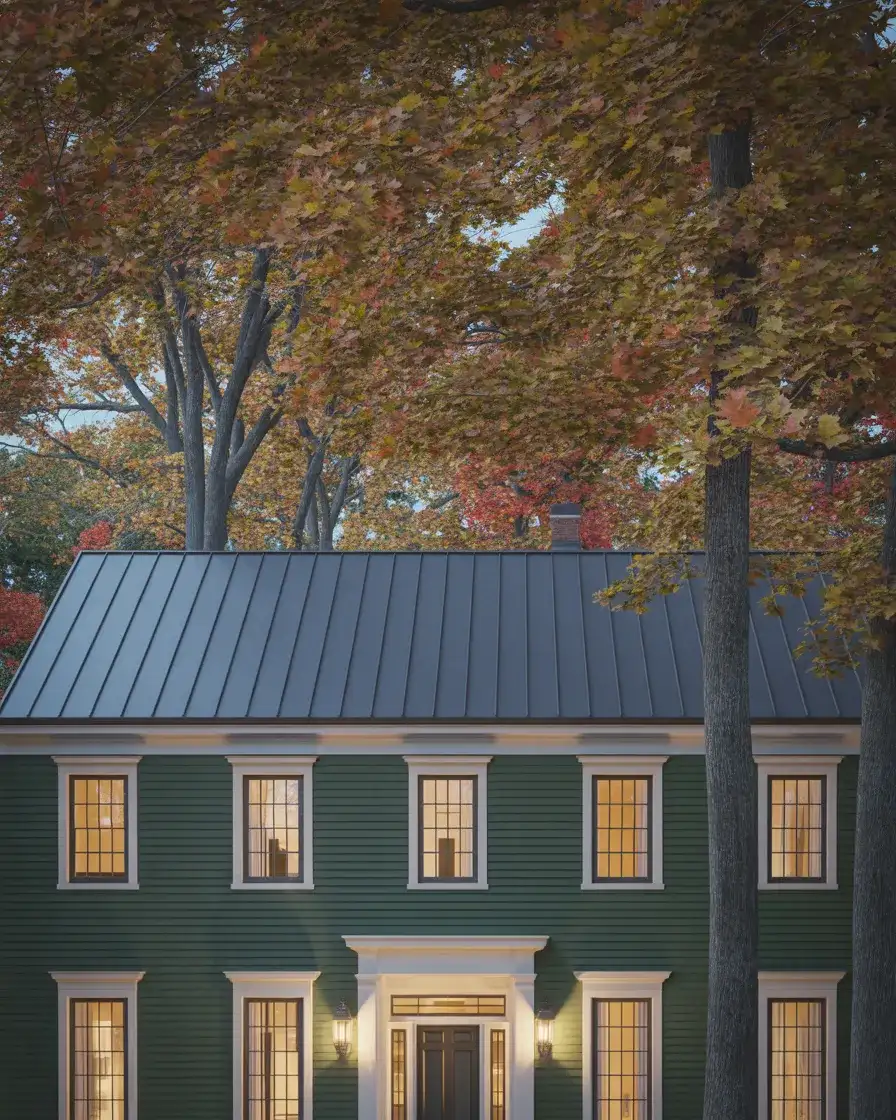 Dark Green with Black Metal Roof and Brass Details 2