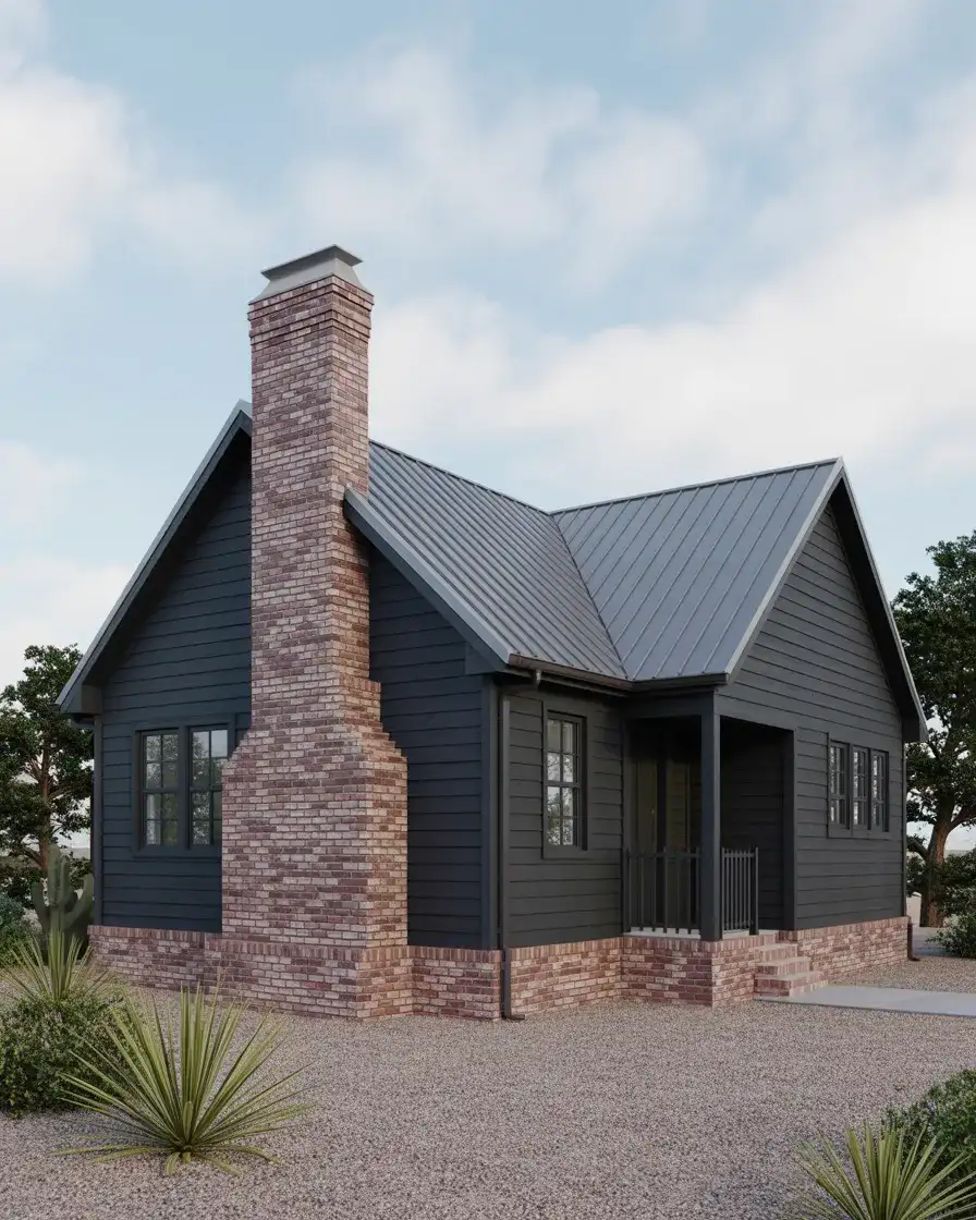 Deep Charcoal with Brick Accents and Metal Roof 2