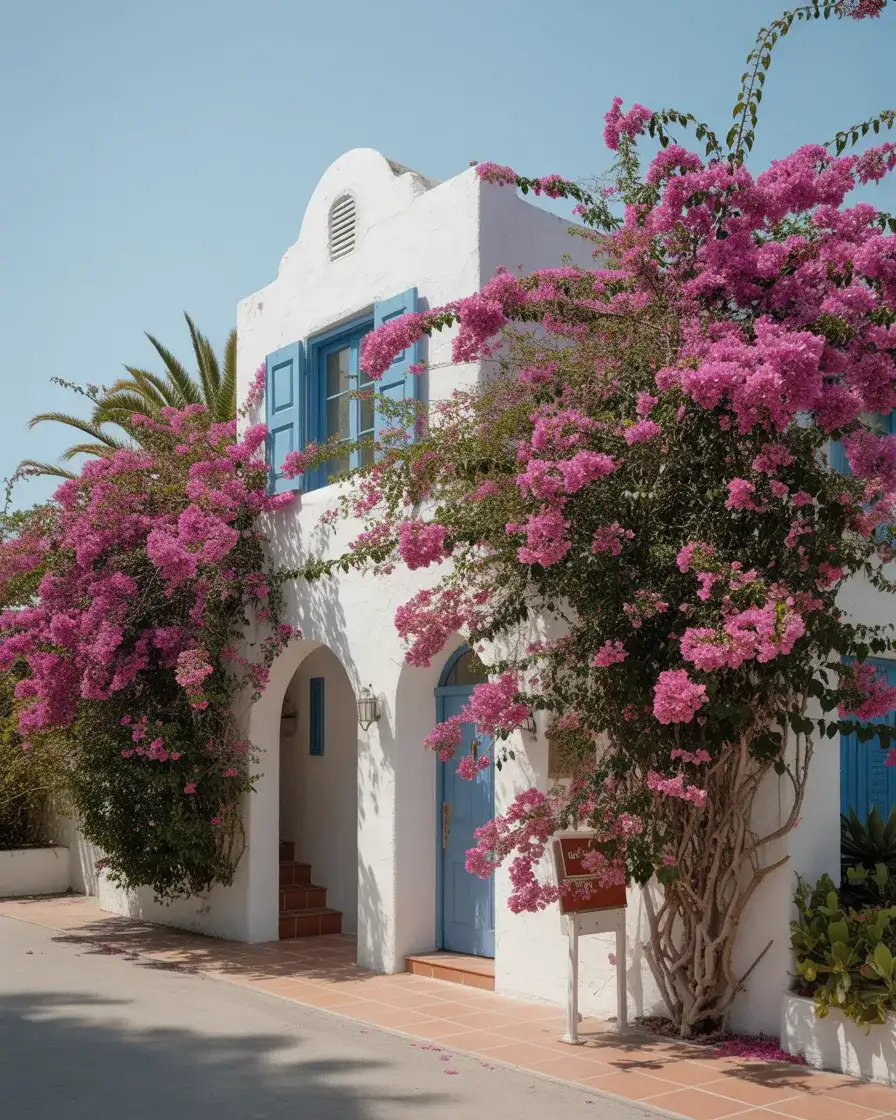 Dreamy Stucco with Bougainvillea 1