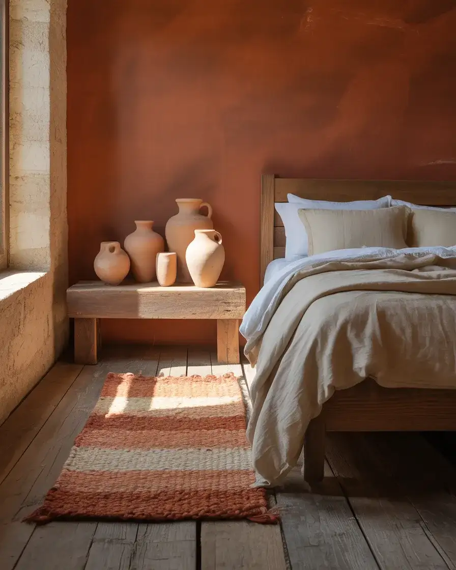 Earthy Terracotta Farmhouse Bedroom 1