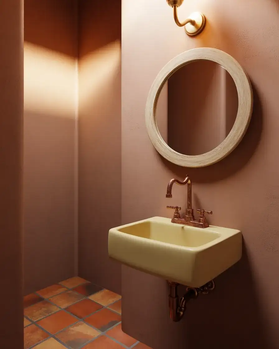 Earthy Terracotta and Rust Powder Room 1