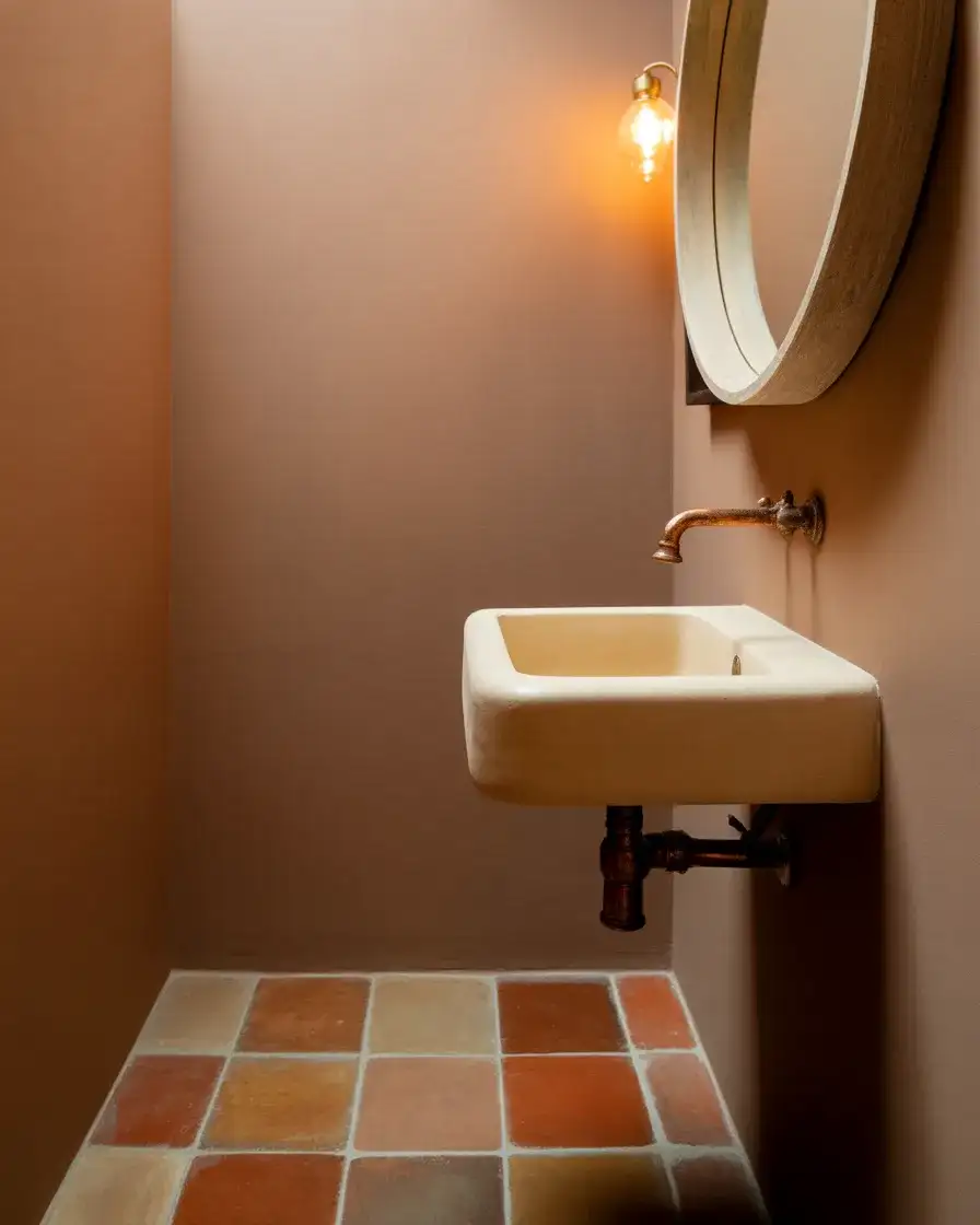 Earthy Terracotta and Rust Powder Room 2