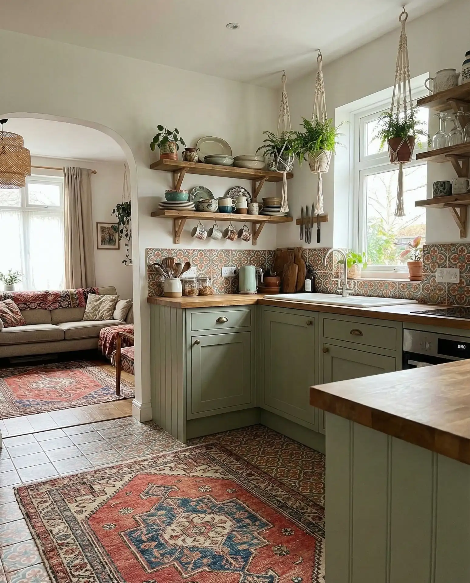 Eclectic Boho Kitchen with Open Shelving 2