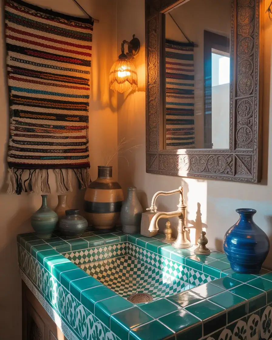 Eclectic Collected Powder Room with Global Finds 1