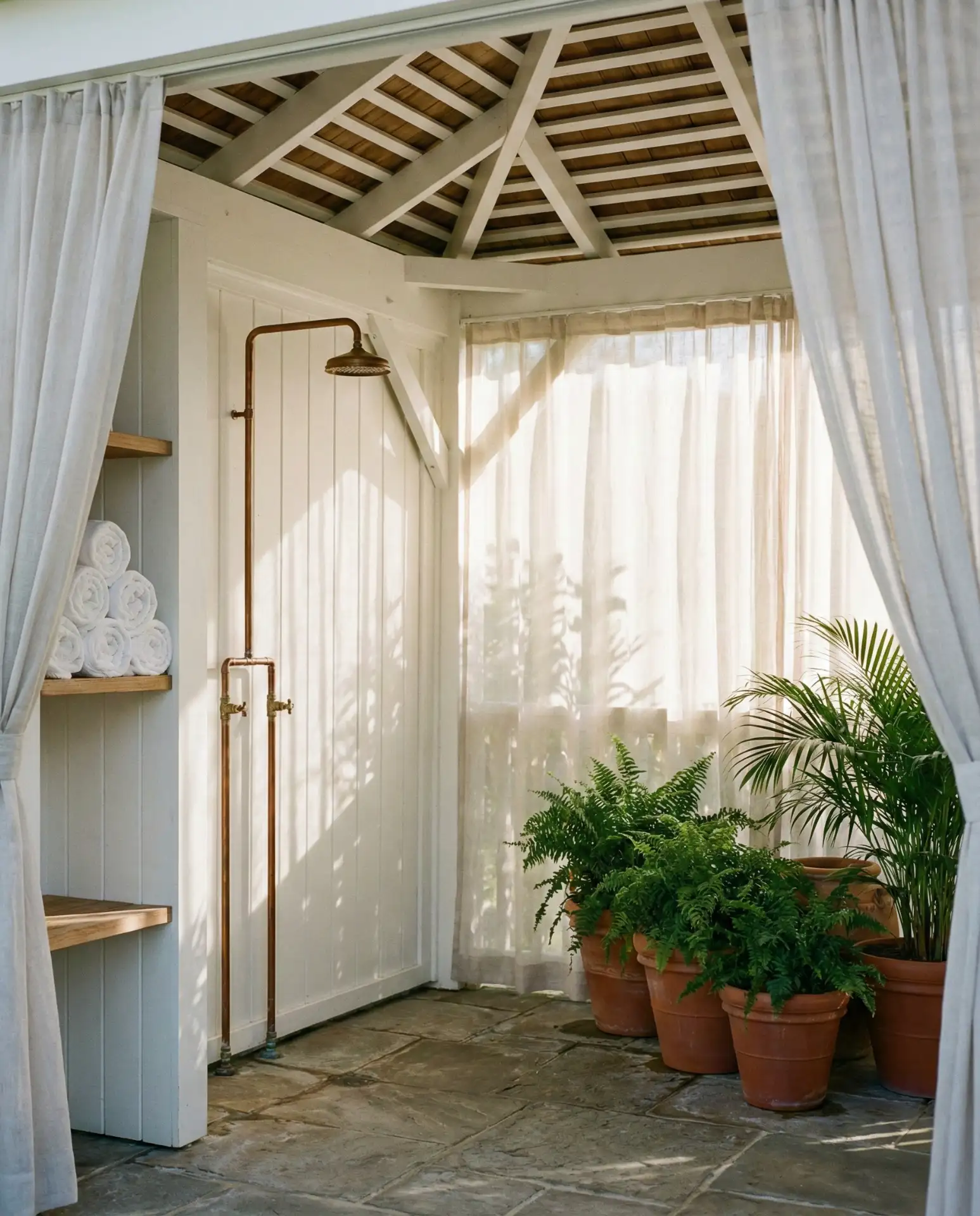 Elegant Pool with Cabana and Outdoor Shower 1