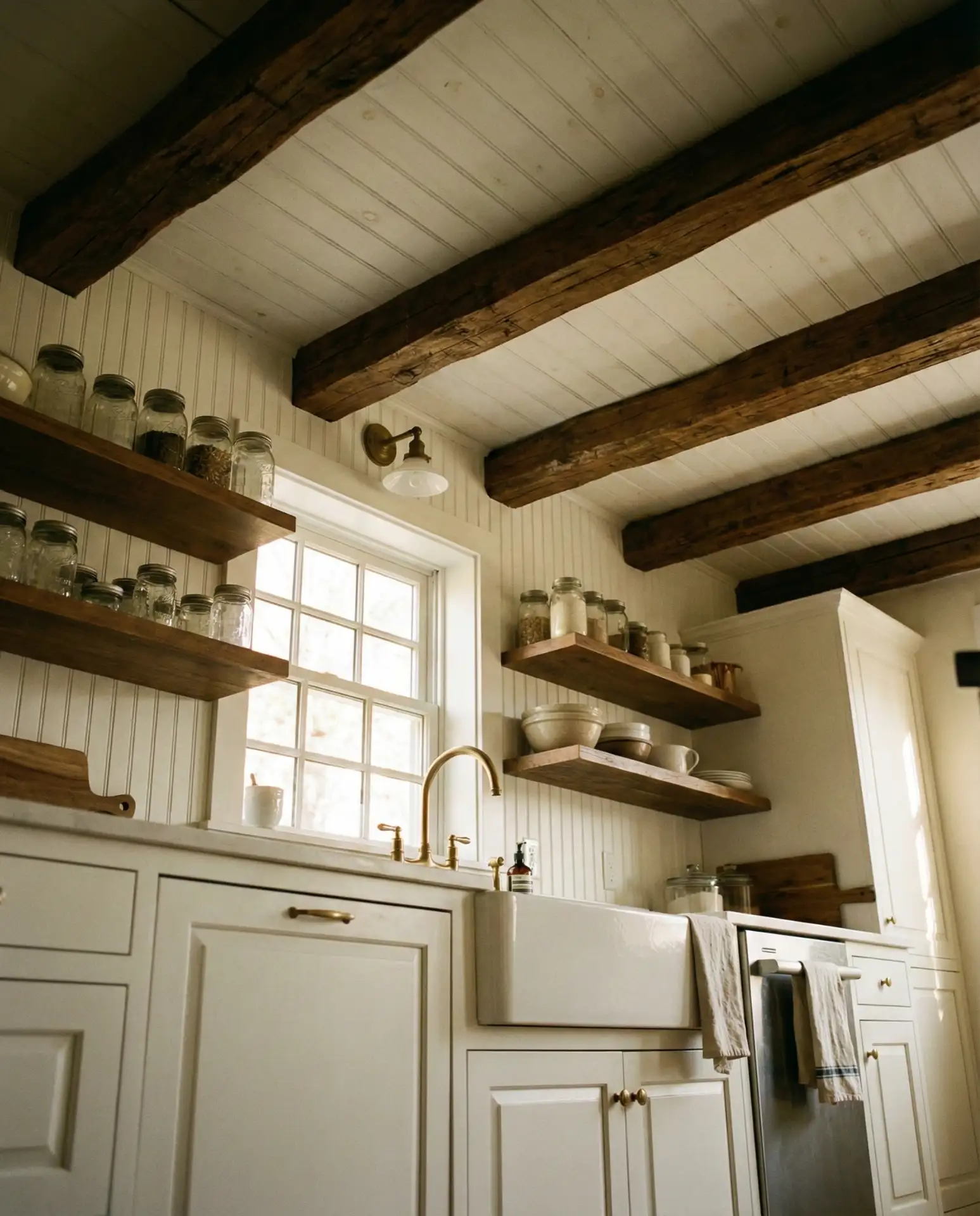 Farmhouse Kitchen with Shiplap and Exposed Beams 2