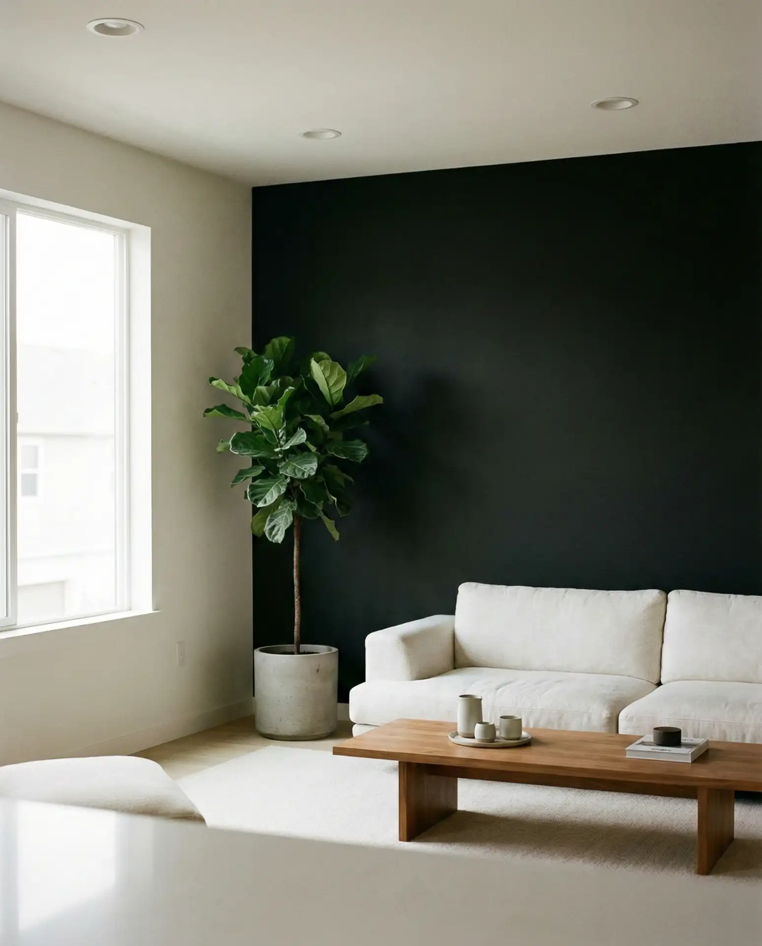 Flat Black Wall with Modern Minimalist Furniture 2