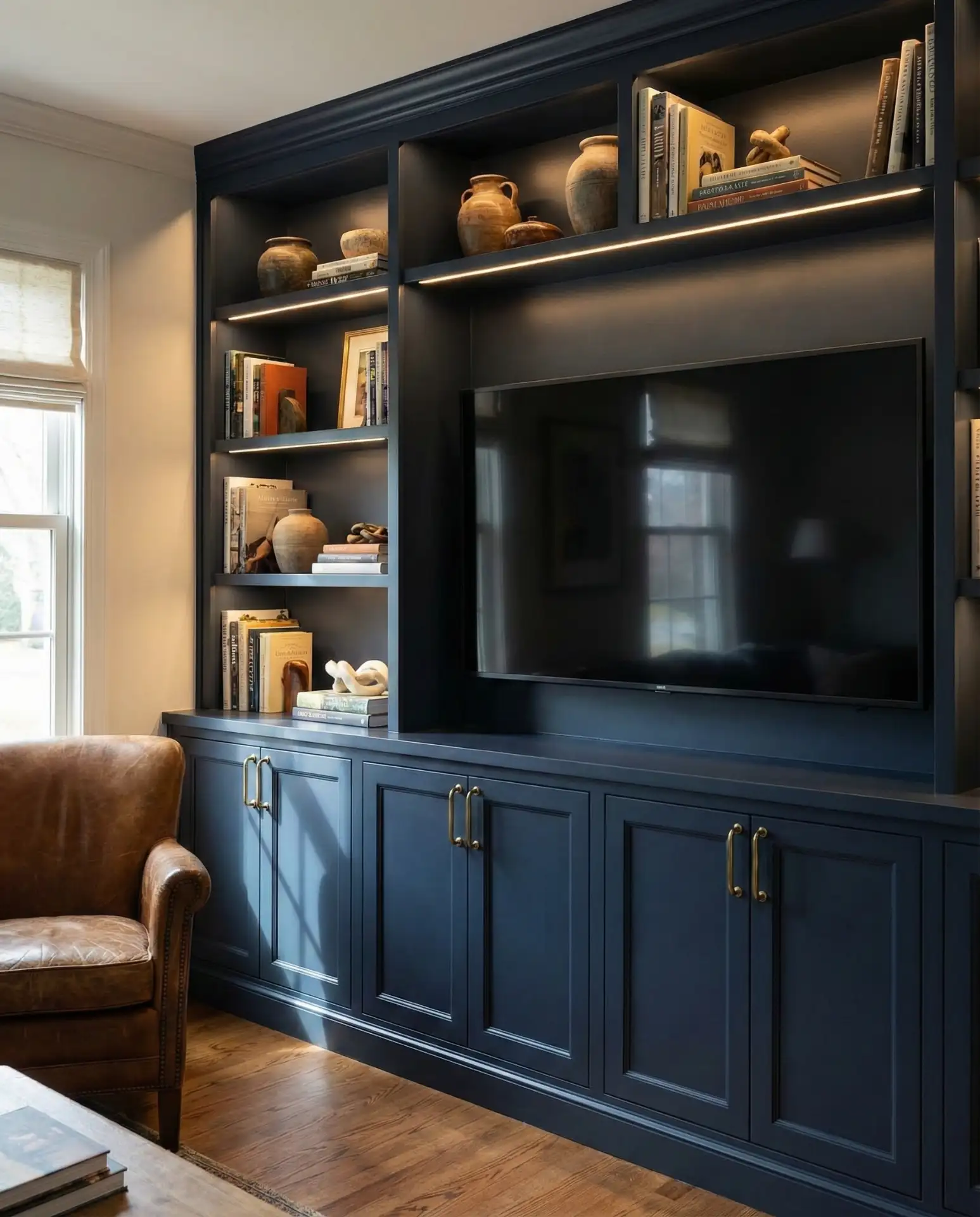 Floor-to-Ceiling Built-Ins Around the TV 2