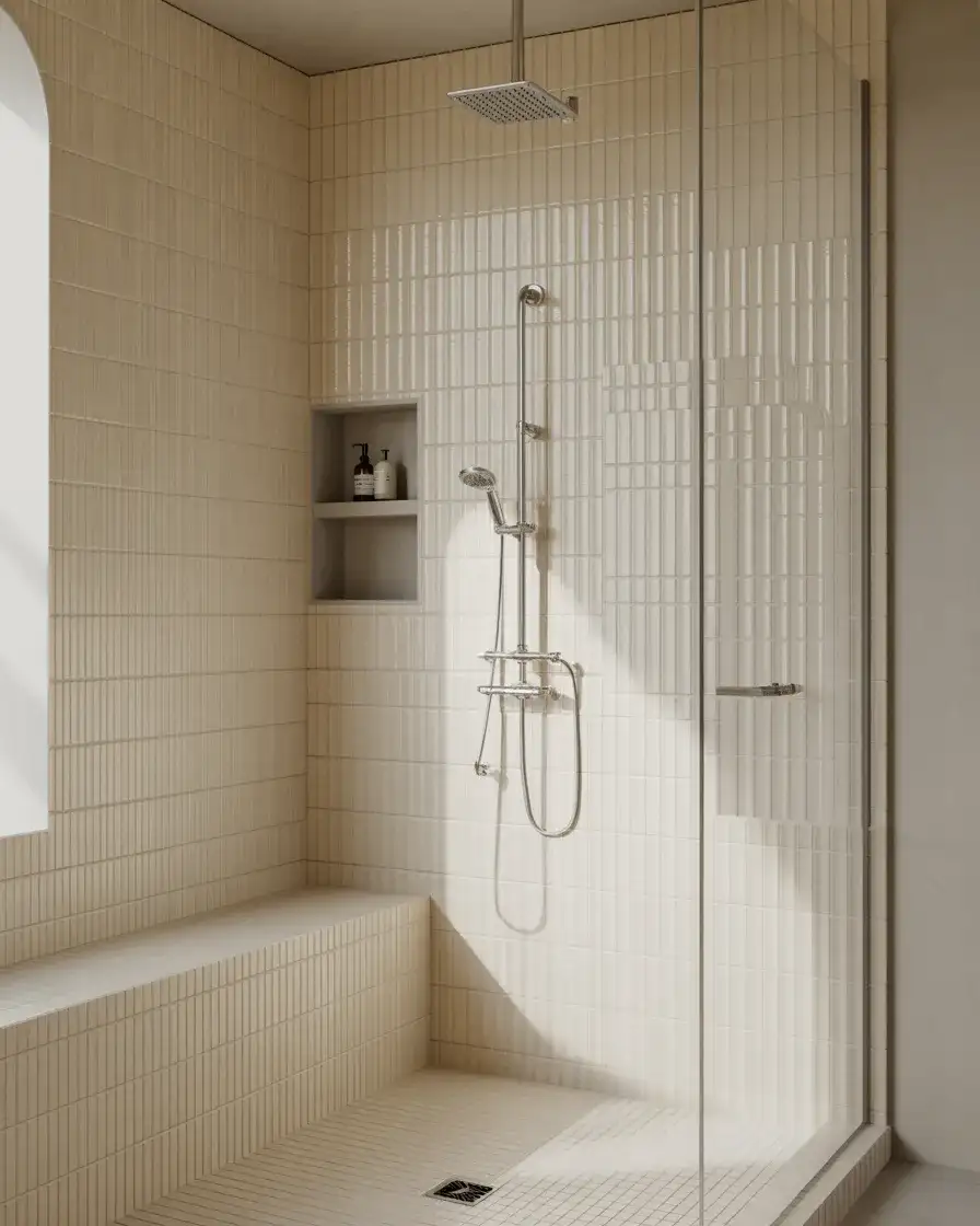 Fluted Tile Shower Walls 1