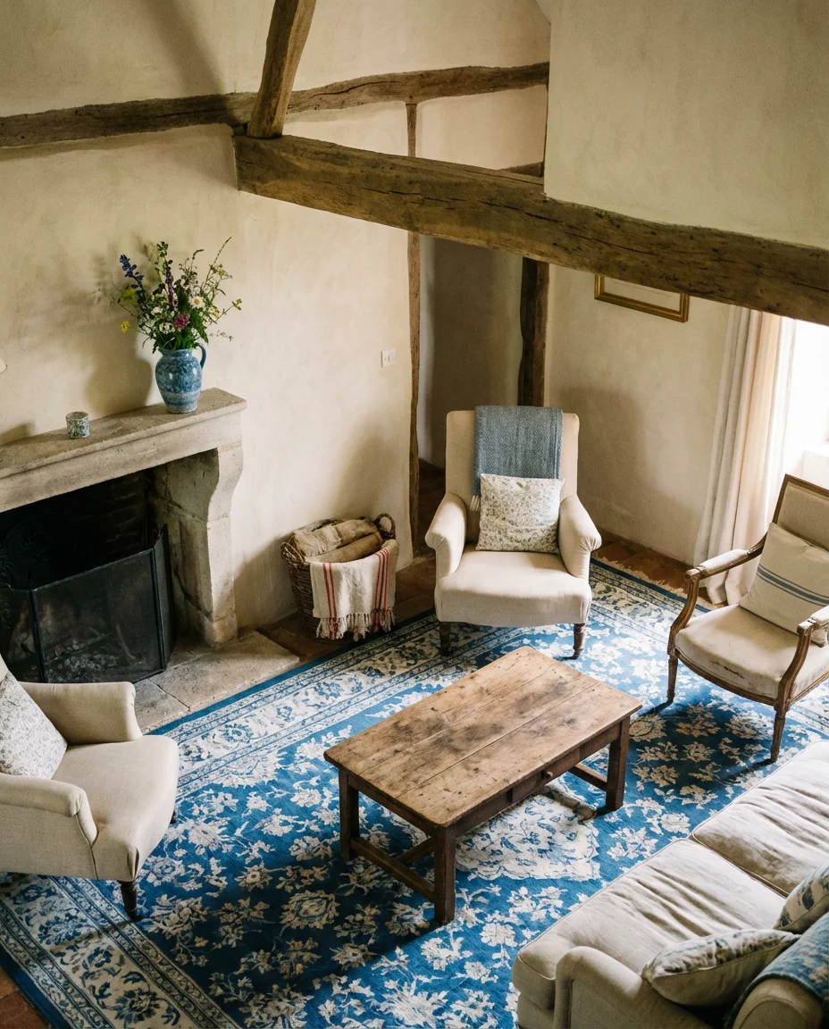 French Country Blue and White Sitting Room 2