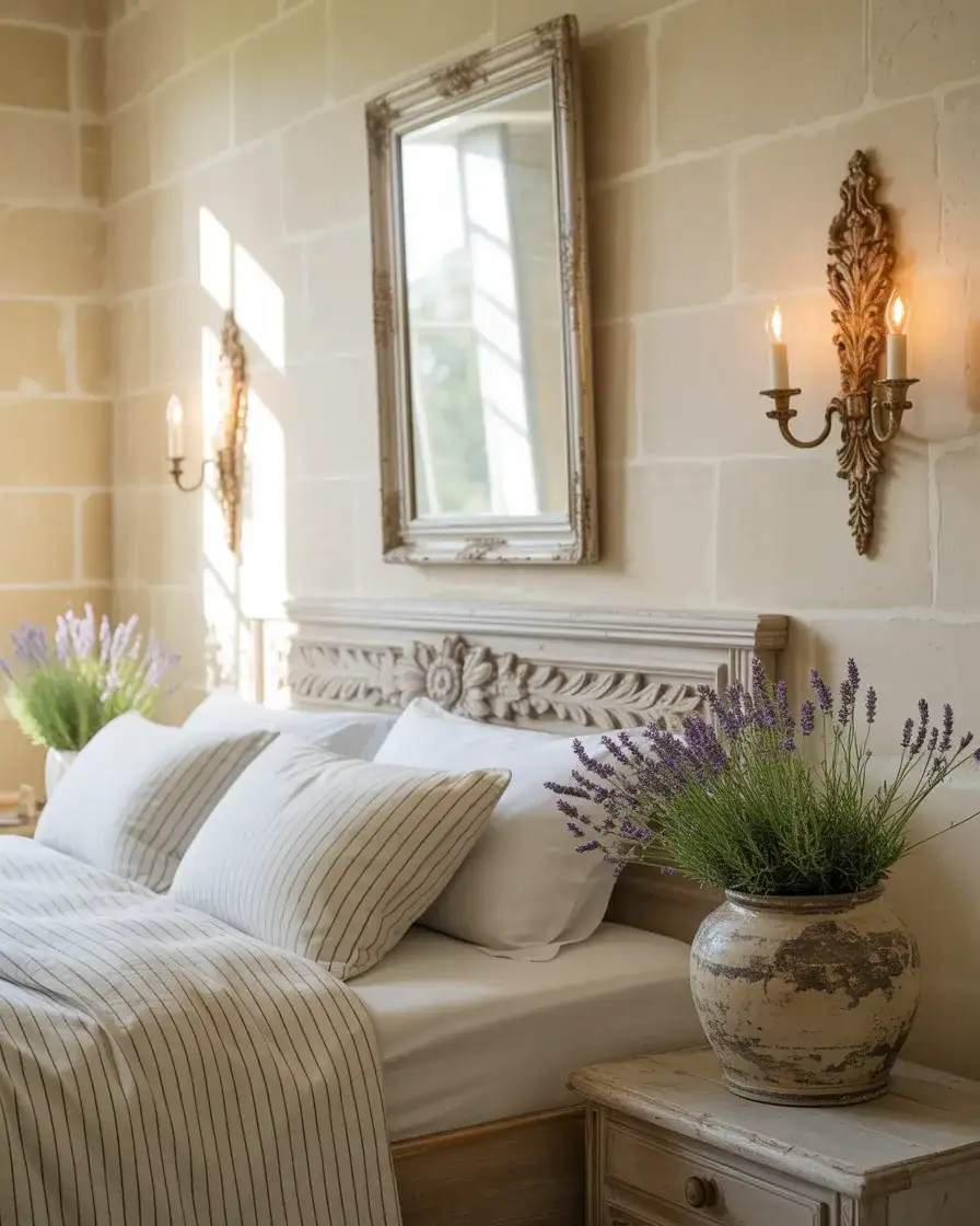 French Country Farmhouse Bedroom with Antique Accents 1