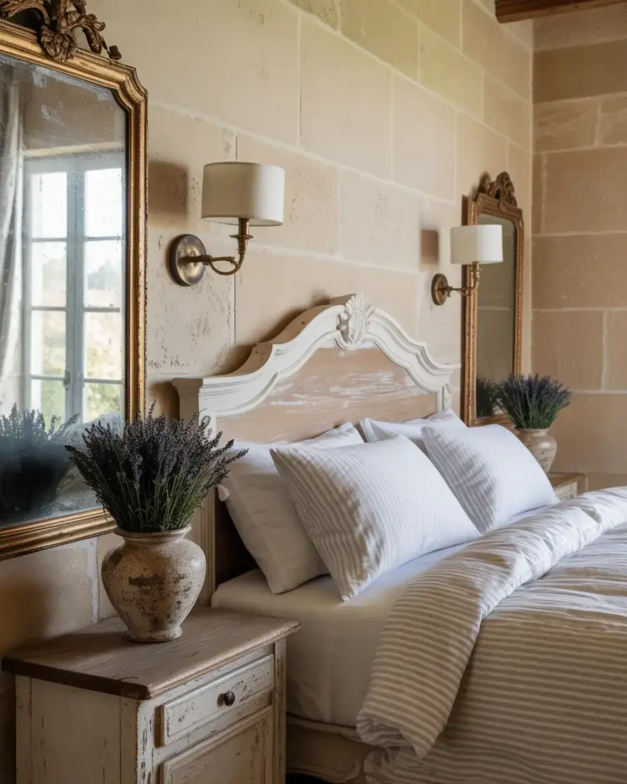 French Country Farmhouse Bedroom with Antique Accents 2