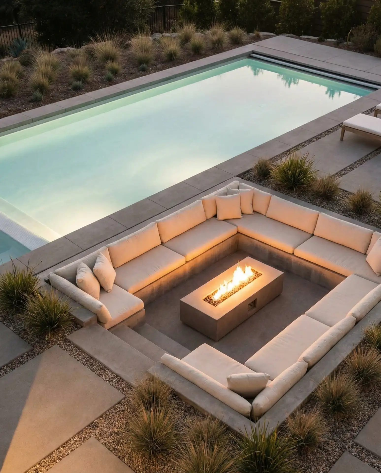 Geometric Pool with Sunken Lounge Area 1