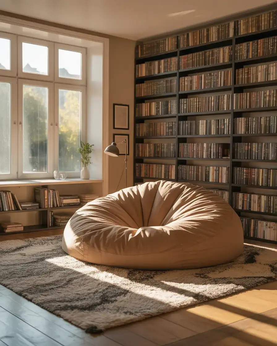 Giant Floor Bean Bag for a Sunlit Reading Room 1