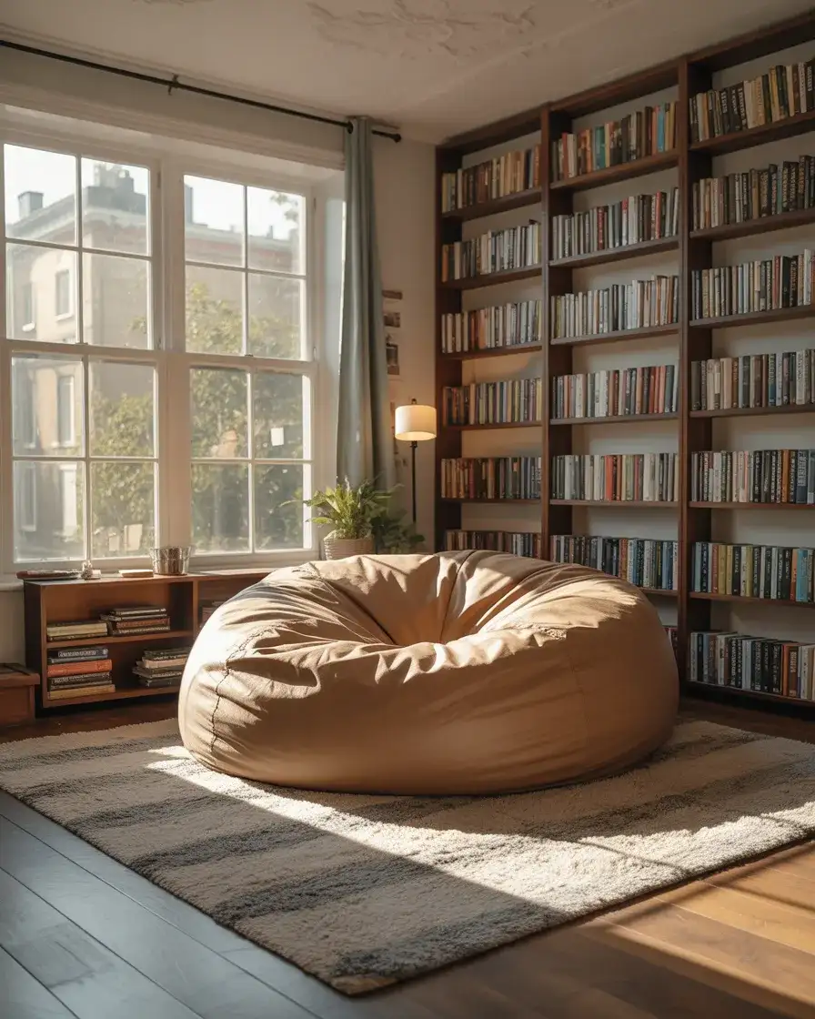 Giant Floor Bean Bag for a Sunlit Reading Room 2