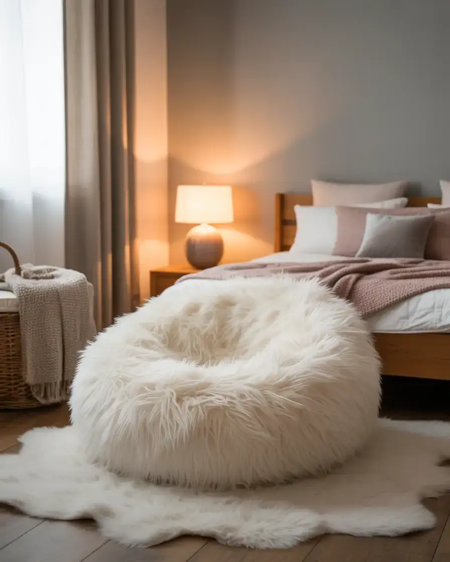Giant Fluffy Bean Bag for a Cozy Bedroom 2