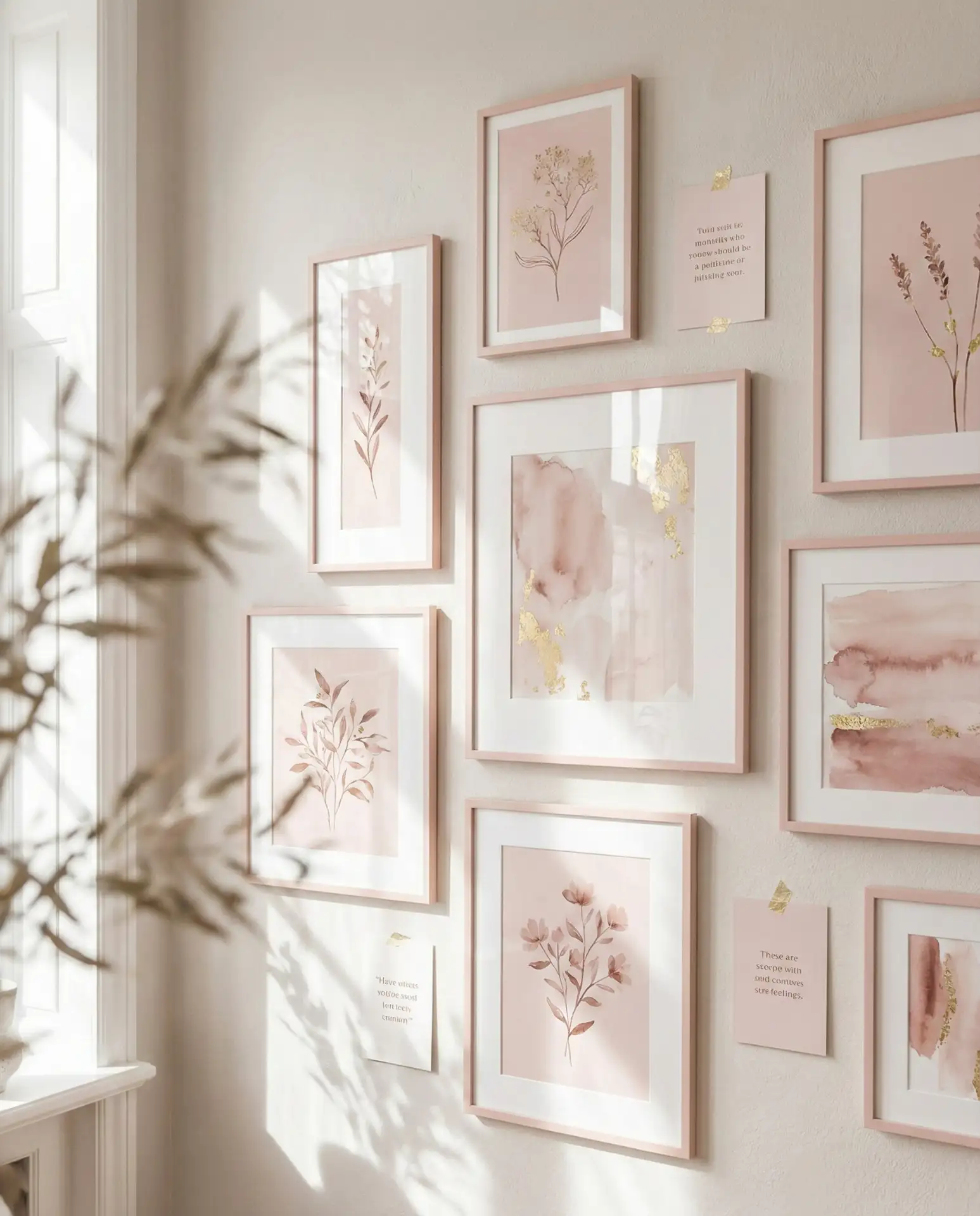 Girly Wall Decor with Pink Frames and Prints 1