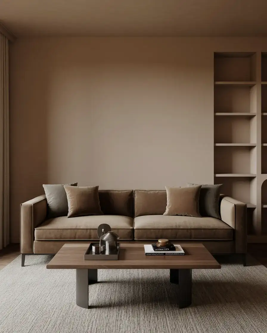 Gray and Brown Sophisticated Neutral Living Room 1