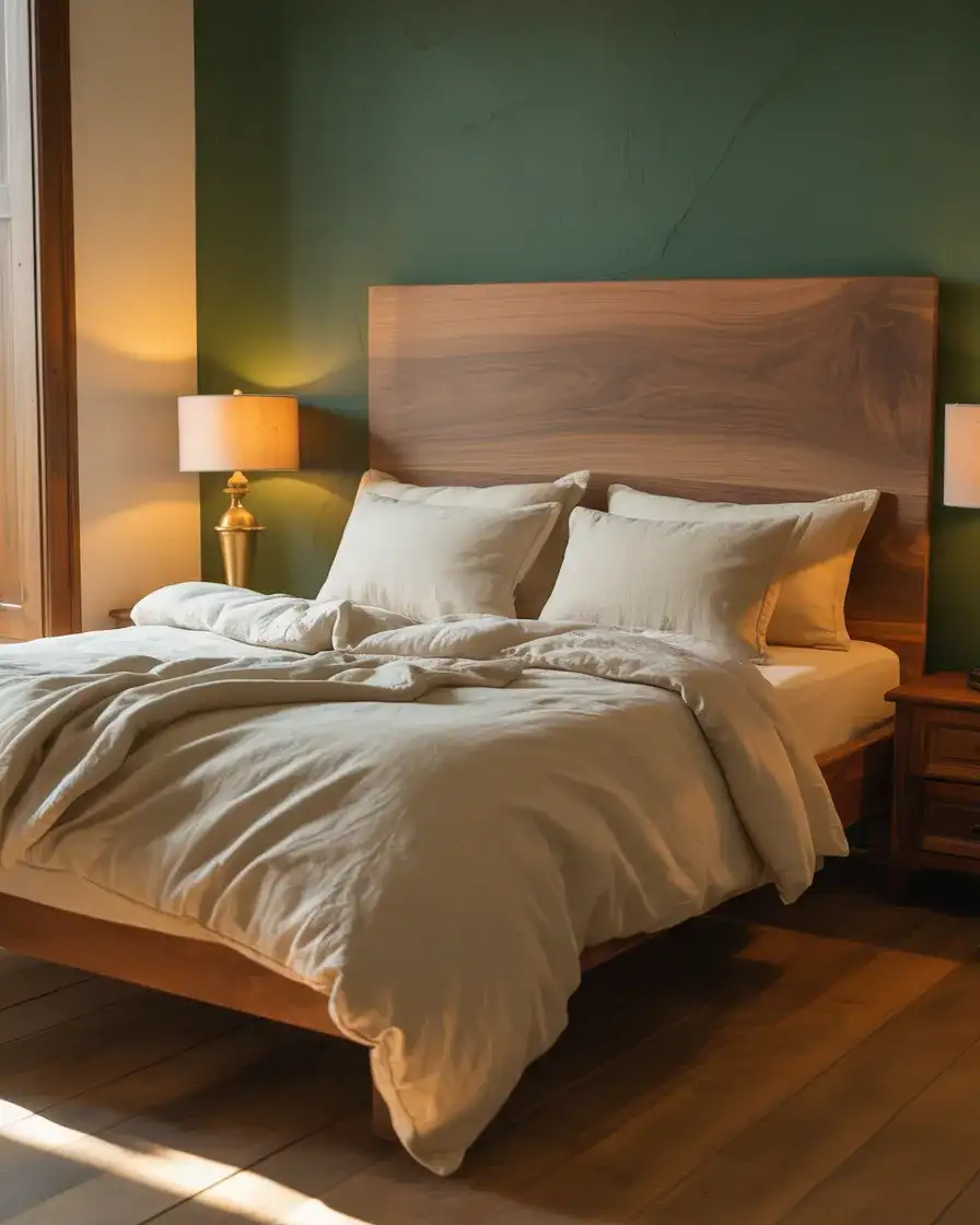 Green Accent Wall Farmhouse Bedroom 2